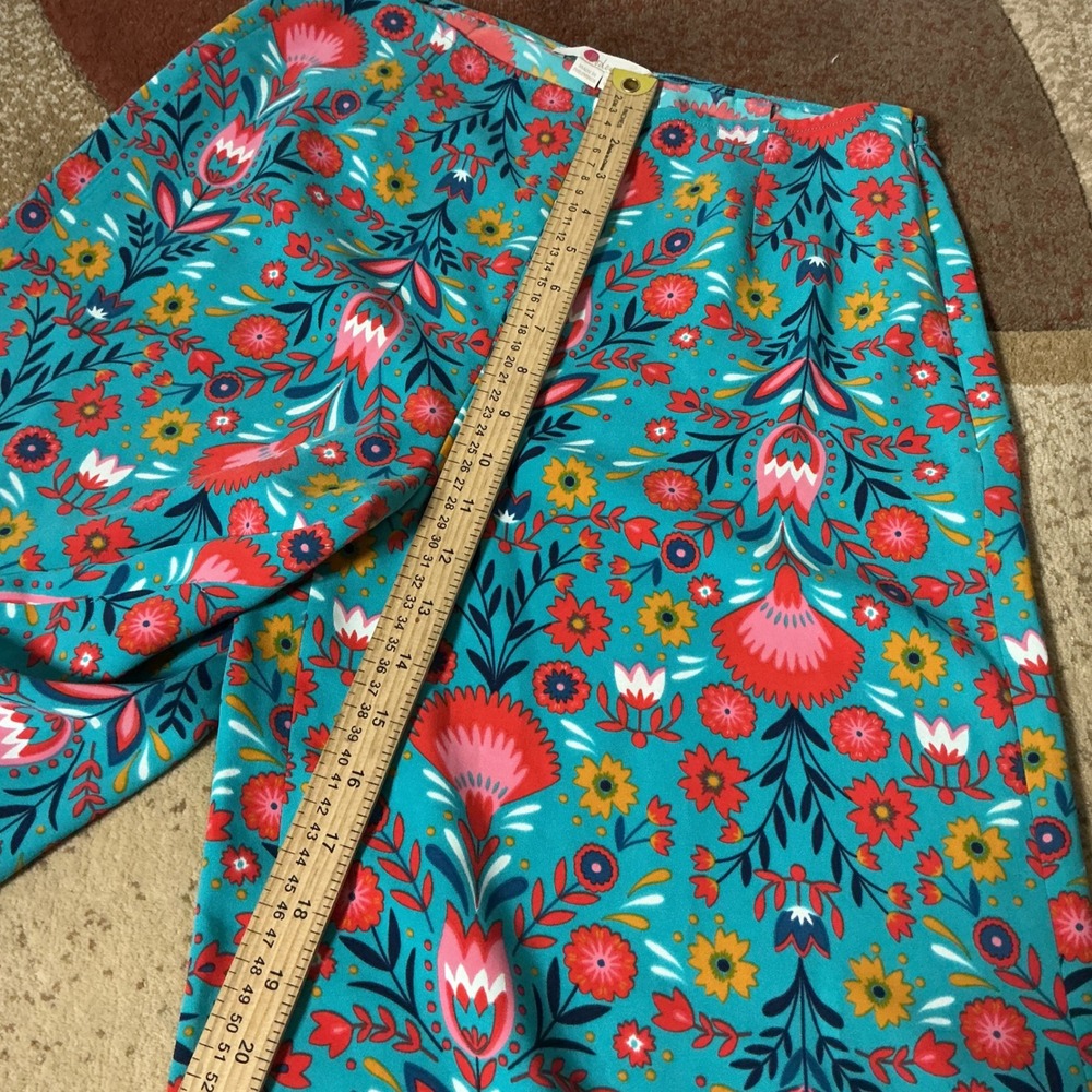 Boden Floral Wide Leg Culottes Womens 4 Teal Blue Folk Print High Rise T0348 - Picture 3 of 7